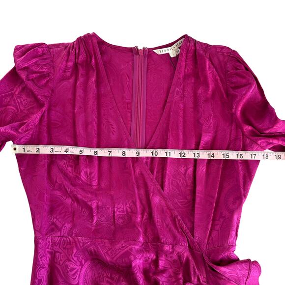 Veronica Beard Weiss Magenta Pink Wrap Silk Blend Jacquard Midi Dress Size 6 NWT - Picture 5 of 12